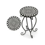 Goplus - table d'appoint jardin en mosaque avec plateau en carreaux & cadre en mtal, support pour plantes, ...
