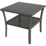 Table d'appoint de jardin - outsunny - 2 niveaux - avec plateau en verre tremp� - en acier galvanis�, ...