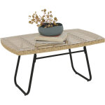Table d'appoint de jardin - outsunny - r�sine tress�e - plateau en verre tremp� - structure en acier ...
