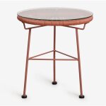 Table d'appoint de jardin ronde 45 cm en acier et osier synthtique acapulco sklum rouge tuile