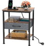 Haloyo - table d'appoint moderne roulante avec multiprise avec 1 tiroir, bout de canapé, table basse, ... Haloyo - table d'appoint moderne roulante avec multiprise avec 1 tiroir, bout de canapé, table basse, ...