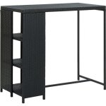 Table d'appoint multifonction table haute avec rangement 120 x 60 x 110 cm r�sine tress�e noir et acier ...