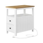 Vasagle - table d'appoint avec multiprise, table de chevet avec 2 tiroirs, petite table basse avec tagre ...