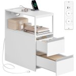 Table d'appoint avec multiprise, petite table de chevet �troite avec 2 tiroirs, table de chevet avec ...