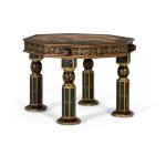 Giner y colomer - table d'appoint octogonale en bois de manguier avec d�tails peints