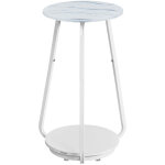 Table d?appoint ronde table de chevet � 2 niveaux gu�ridon avec plateau en verre et �tag�re en panneau ...