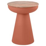 Table d'appoint ronde design avec rangement en métal terre brulée et bois manguier massif h52 cm tam Table d'appoint ronde design avec rangement en métal terre brulée et bois manguier massif h52 cm tam