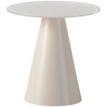 Table d'appoint ronde en verre tremp� et m�tal �45cm - beige - celeste