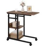 Table d'appoint avec roulettes, table basse en forme de c, bout de canap�, plateau � hauteur r�glable, ...