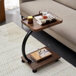 Sinbinta - table d'appoint avec roulettes, petite table d'appoint en bois, table basse salon en forme ... Sinbinta - table d'appoint avec roulettes, petite table d'appoint en bois, table basse salon en forme ...