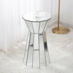 Shyfoy - table d'appoint tambour en verre miroir ? style glamour et moderne table basse ou de chevet ... Shyfoy - table d'appoint tambour en verre miroir ? style glamour et moderne table basse ou de chevet ...