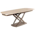 Table atonia ? ovale extensible 130 � 190 cm ? plateau c�ramique effet marbre beige ? pieds m�tal ? style ...
