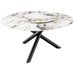 Table axya ? ronde 150 cm ? plateau en c�ramique et verre tremp� effet marbre blanc avec plateau sup�rieur ...