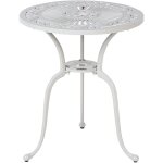 Beliani - table de balcon vintage en aluminium d'extrieur 61 cm ronde blanc cass dascio