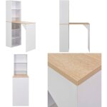 Table de bar avec armoire blanc 115x59x200 cm - table de bar - table haute - meuble de salon - table ...