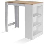 Table de bar barth 2 � 4 personnes bois blanc plateau fa�on h�tre