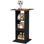 Table de bar carr�e woltu 60x60x112cm, meuble d'appoint avec 3 �tag�res, panneau de bois composite, noir ...