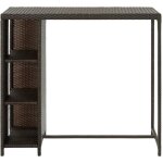 Table de bar?table de cuisine?table haute avec rangement marron 120x60x110 cm r�sine tress�e cfw625998 ...
