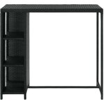 Table de bar?table de cuisine?table haute avec rangement noir 120x60x110 cm r�sine tress�e cfw775393