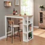 Table de bar danderyd 3 �tag�res 120x60x106 cm effet ch�ne blanc [en. casa]