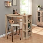 Table de bar danderyd 3 �tag�res 120x60x106 cm effet ch�ne [en. casa]