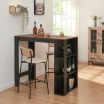 Table de bar danderyd 3 �tag�res 120x60x106 cm effet noyer noir [en. casa]