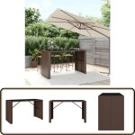 Table de bar et dessus en verre marron 185x80x110 cm poly rotin - table de bar - table extérieur - table ... Table de bar et dessus en verre marron 185x80x110 cm poly rotin - table de bar - table extérieur - table ...