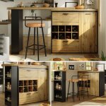 Table bar extensible 138 - 220 � 39 � 105 cm ? plateau grain de bois, mdf & m�tal, 2 tiroirs, casier ...