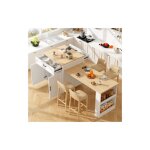 Table de bar extensible blanche, chariot de cuisine 2 - 6 places avec multiple rangements et �tag�res ...