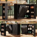 Table de bar extensible, buffet pivotant - noir - mdf - 2 / 3 places