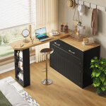 Table de bar extensible avec espace de rangement 137 - 215�39�102. 3 cm comprenant un tiroir et deux ...