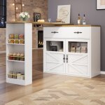 Table de bar extensible, table à manger rotative à 360 ° avec étagères, blanc (138 - 204 × 39 × 104 cm) ... Table de bar extensible, table à manger rotative à 360 ° avec étagères, blanc (138 - 204 × 39 × 104 cm) ...