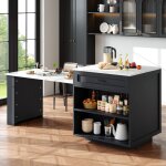 Table de bar extensible avec rangement, avec deux tiroirs et quatre compartiments, pour 2 - 6 personnes, ...