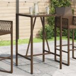 Table de bar d?extérieur marron 70x70x110 cm résine tressée Table de bar d?extérieur marron 70x70x110 cm résine tressée