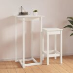 Maisonchic - table de bar, table haut, table de cuisine blanc 60x60x110 cm bois massif de pin togp20794 ...