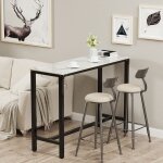 Unho - table de bar table haute de cuisine mange debout plateau aspect marbre 120x40x105cm Unho - table de bar table haute de cuisine mange debout plateau aspect marbre 120x40x105cm
