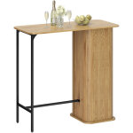 Table de bar - homcom - 3 �tag�res de rangement - design � lattes et pieds en m�tal - style scandinave ...