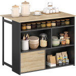 Table de bar - homcom - extensible � abattant - 1 placard, 4 compartiments ouverts - panneau de particules ...