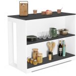 Table de bar �lot juno bois blanc et plateau gris