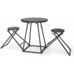 Table bar industirelle avec 2 tabourets pliables, table haute cuisine avec cadre en mtal robuste, ensemble ...