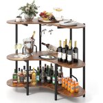 Table de bar  liqueur  3 niveaux avec supports  verres  pied et etagres de rangement, pour cuisine, ...