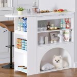 Tables de bar et mobilier de bar extensible - haute rotative - 120(80)x40 cm - blanc - imitation marbre ...