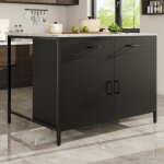 Table de bar noire avec structure en marbre, pieds r�glables, 100x90x90 cm