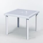 Table bar poly - rotin carr�e 90x90 grand soleil gruvyer - blanc