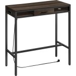 Table de bar, table de pub avec multiprise et tiroir amovible en tissu non - tiss, crochets, 40 x 99, ...