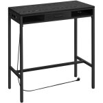 Vasagle - table de bar, table de pub avec multiprise et tiroir amovible en tissu non - tiss, crochets, ...