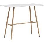 Table de bar rectangulaire style scandinave - dim. 120l x 60l x 98h cm - châssis piètement acier aspect ... Table de bar rectangulaire style scandinave - dim. 120l x 60l x 98h cm - châssis piètement acier aspect ...
