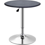 Table bar ronde acier et simili 63�67 - 93 cm design compact, noir