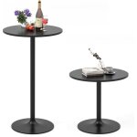 Costway - table bar ronde, table haute cuisine dia. 60 cm, table haute mange debout 2 hauteurs r�glables, ...