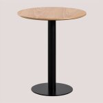 Table de bar ronde en placage de frêne frappe sklum Ø70 cm Table de bar ronde en placage de frêne frappe sklum Ø70 cm